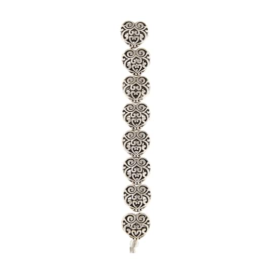 12 Pack: Silver Plated Filigree Heart Beads, 13mm by Bead Landing™